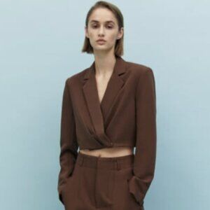 Brown Cropped Blazer - Zara